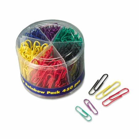 OFFICEMATE Plastic Coated Paper Clips  No. 2 Size  Assorted Colors, 450PK OF31365